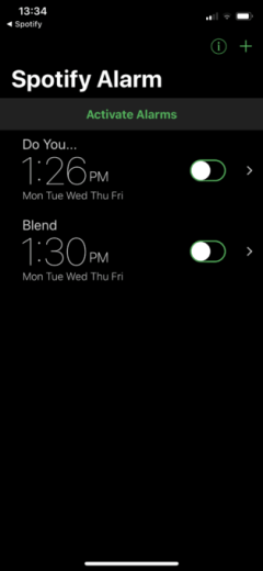 Capture d'écran de Spotify Alarm Clock // Source : Numerama Capture d'écran de Spotify Alarm Clock // Source : Numerama