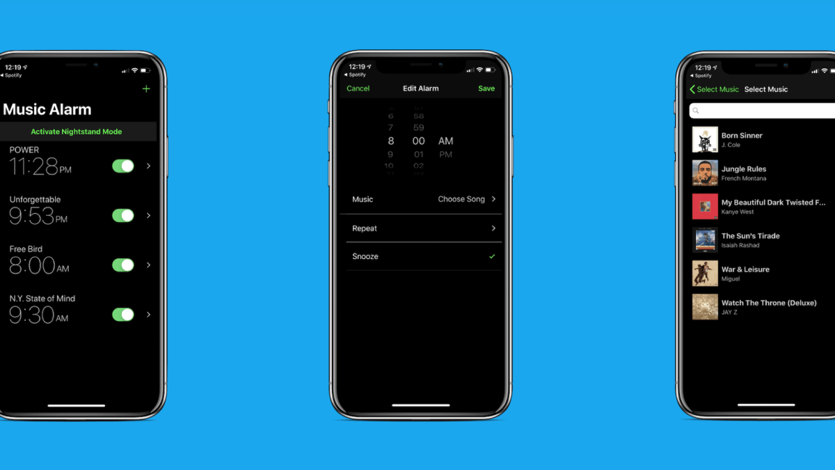 Capture de l'interface Spotify Alarm // Source : Will Said Capture de l'interface Spotify Alarm // Source : Will Said
