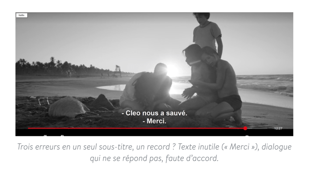 Capture d'une critique de sous-titres par l'ATAA // Source : ATAA
