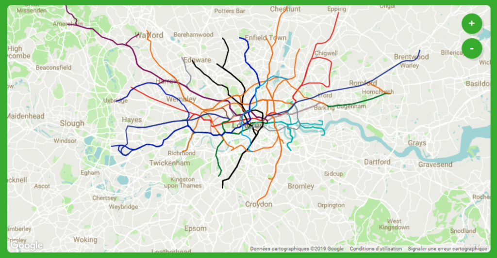 La carte de Londres par Citymapper // Source : Citymapper La carte de Londres par Citymapper // Source : Citymapper