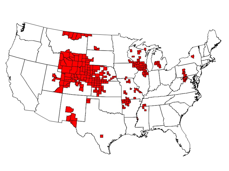 Les États où la maladie a été constatée en janvier 2019. // Source : CDC Les États où la maladie a été constatée en janvier 2019. // Source : CDC