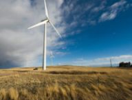 Une éolienne dans un champ. // Source : Free Stock Photos/Domaine public (photo recadrée)