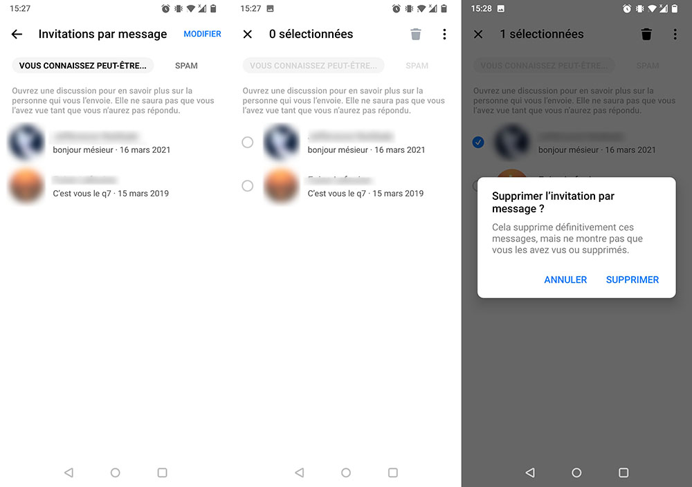 Facebook Messenger messages filtrés application Facebook Messenger messages filtrés application