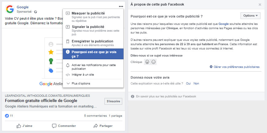 Capture d'écran prise sur Facebook. // Source : Capture d'écran Facebook / Numerama