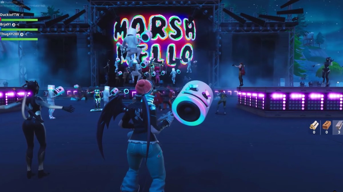 Le concert de Marshmello sur Fortnite le 2 février 2019 // Source : YouTube/Duckio Le concert de Marshmello sur Fortnite le 2 février 2019 // Source : YouTube/Duckio
