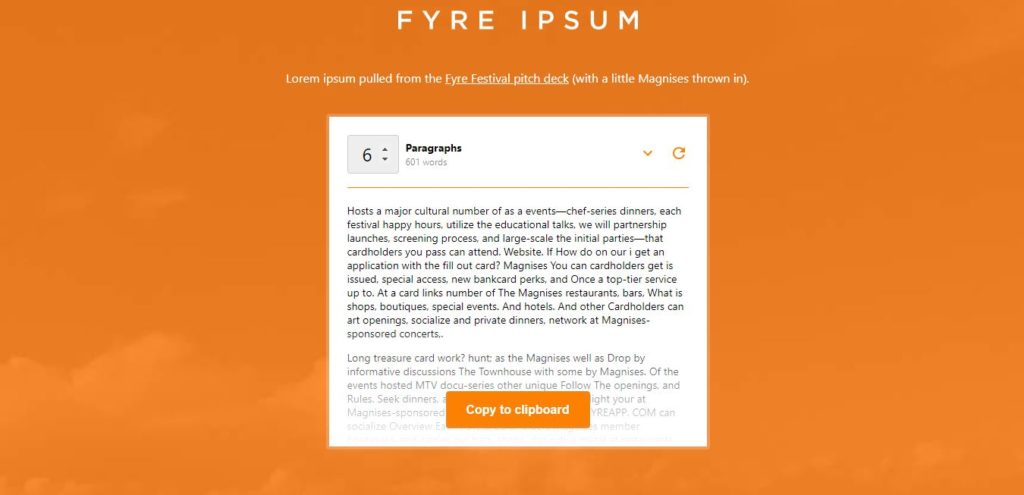 Le Fyre Ipsum. // Source : Fyre Ipsum Le Fyre Ipsum. // Source : Fyre Ipsum