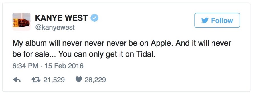 Capture du tweet de Kanye West Capture du tweet de Kanye West