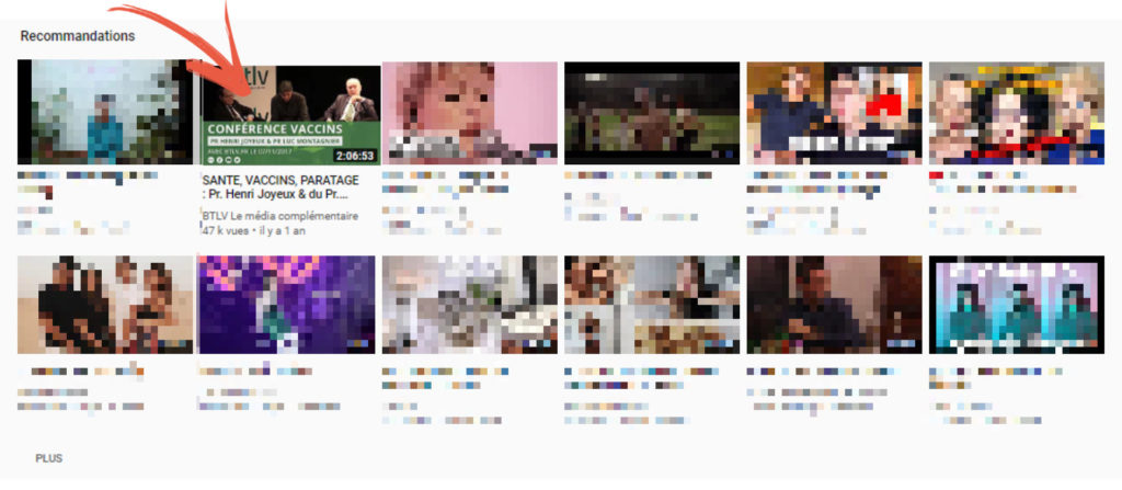 Nos recommandations, après seulement quelques heures de recherche. // Source : Capture d'écran Numerama / YouTube Nos recommandations, après seulement quelques heures de recherche. // Source : Capture d'écran Numerama / YouTube