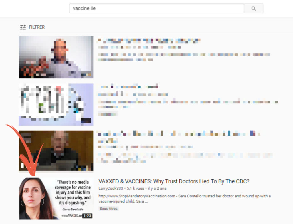 Résultats d'une recherche en anglais. // Source : Capture d'écran Numerama / YouTube Résultats d'une recherche en anglais. // Source : Capture d'écran Numerama / YouTube