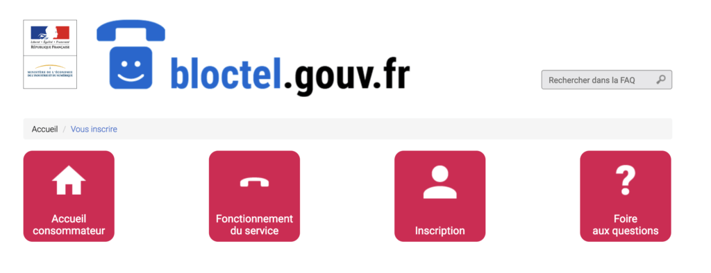 Bloctel et son interface... simple // Source : Bloctel Bloctel et son interface... simple // Source : Bloctel