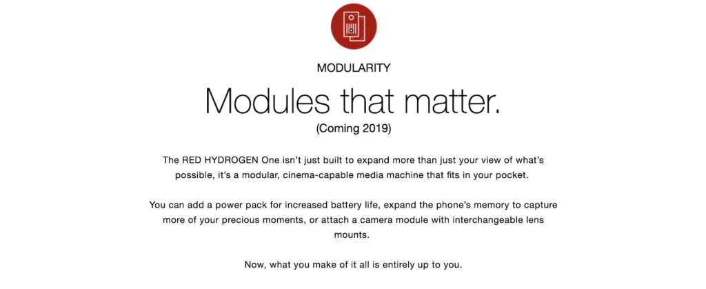 Modules Red Hydrogen One // Source : Archive web Modules Red Hydrogen One // Source : Archive web