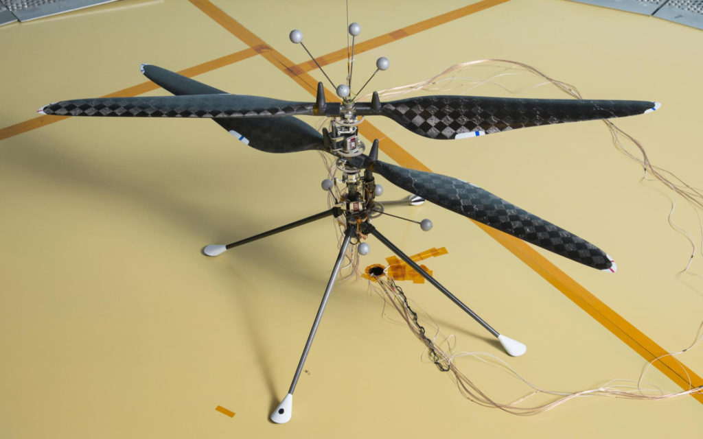 Le Mars Helicopter Scout. // Source : NASA/JPL-Caltech (photo recadrée) Le Mars Helicopter Scout. // Source : NASA/JPL-Caltech (photo recadrée)