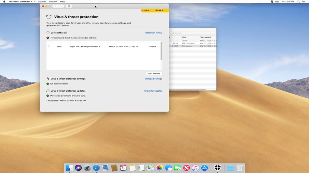 Microsoft Defender ATP Mac interface
