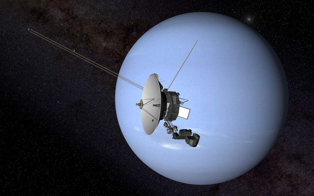 Neptune et la sonde Voyager. // Source : Flickr/CC/Kevin Gill (photo recadrée) Neptune et la sonde Voyager. // Source : Flickr/CC/Kevin Gill (photo recadrée)