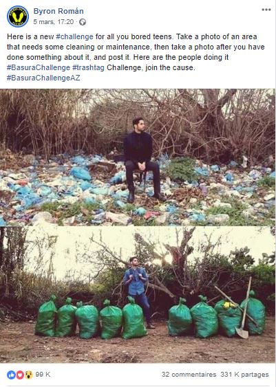 Le début du challenge. // Source : Capture d'écran Facebook Le début du challenge. // Source : Capture d'écran Facebook