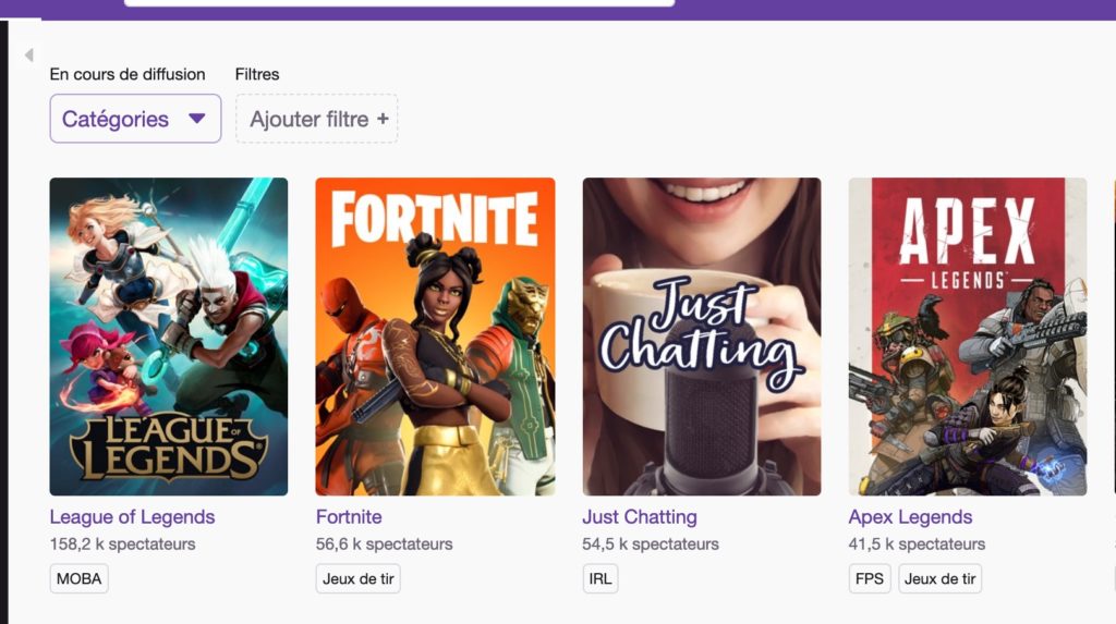 Capture de l'onglet Discover dans Twitch le 14 mars 2019 // Source : Twitch