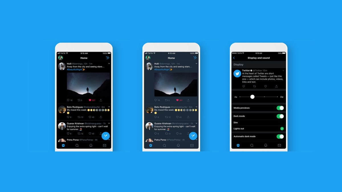 Twitter application nuit sombre Twitter application nuit sombre