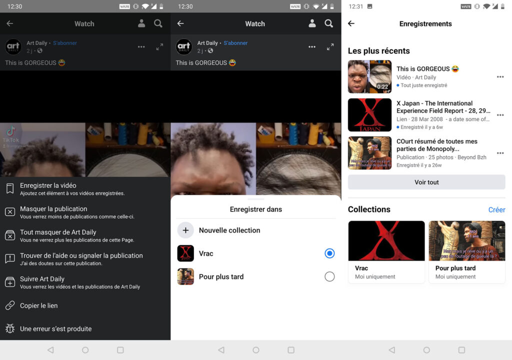 Vidéo en favori sur Facebook Vidéo en favori sur Facebook