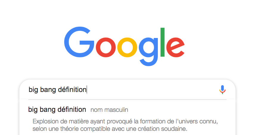Une recherche sur le Big Bang dans Google. // Source : Capture d'écran Google