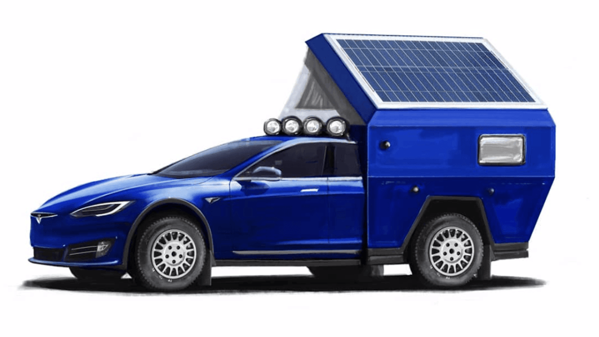 Camping-car Tesla // Source : Instagram Travis Rabenberg