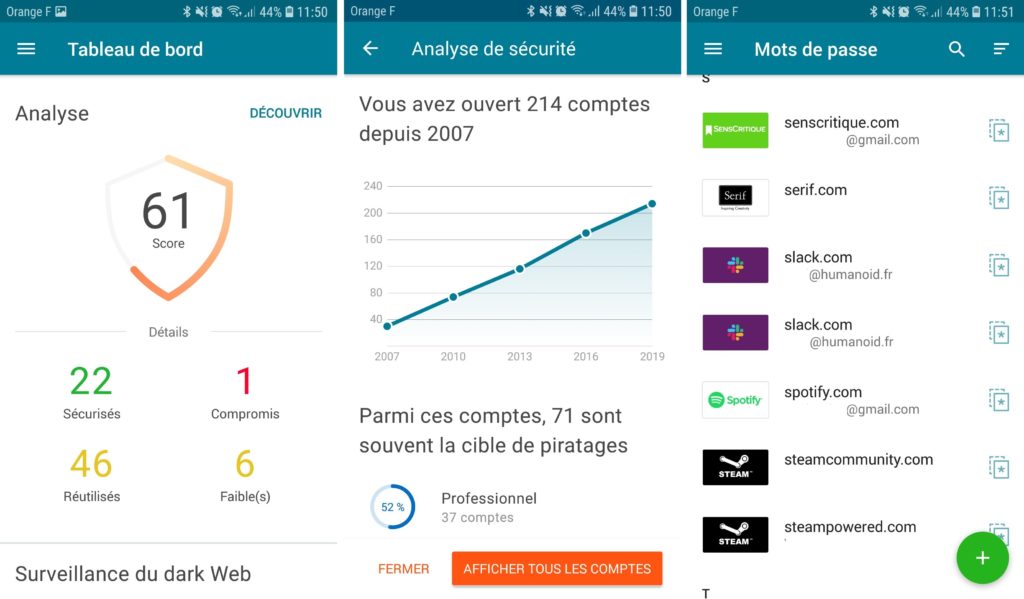 Il est possible de demander à Dashlane d'inspecter votre boîte mail afin de vérifier combien de comptes vous avez créé et quels sont ceux qui sont potentiellement en danger. Il est possible de demander à Dashlane d'inspecter votre boîte mail afin de vérifier combien de comptes vous avez créé et quels sont ceux qui sont potentiellement en danger.