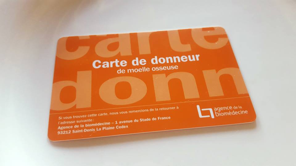 Une carte de donneur de moelle osseuse. // Source : Don de moelle osseuse via Facebook Une carte de donneur de moelle osseuse. // Source : Don de moelle osseuse via Facebook