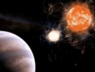 La planète géante et les deux étoiles. // Source : Leandro Almeida