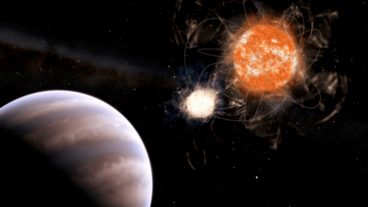 La planète géante et les deux étoiles. // Source : Leandro Almeida La planète géante et les deux étoiles. // Source : Leandro Almeida