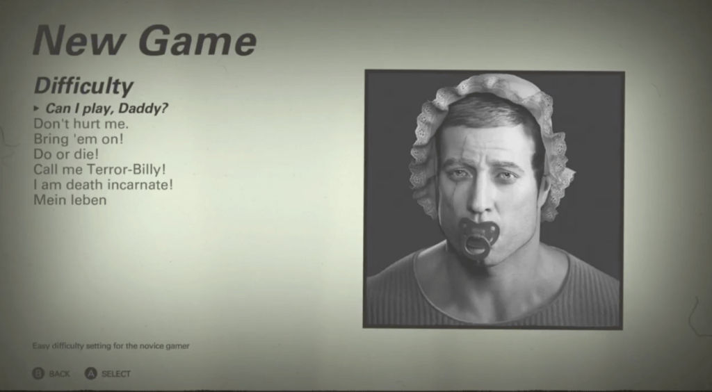 Les modes de difficulté de Wolfenstein 2: The New Colossus // Source : Kotaku Les modes de difficulté de Wolfenstein 2: The New Colossus // Source : Kotaku