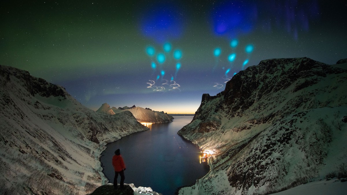 Le ciel photographié en Norvège le 8 avril 2019. // Source : Yang Sutie (photo recadrée) Le ciel photographié en Norvège le 8 avril 2019. // Source : Yang Sutie (photo recadrée)