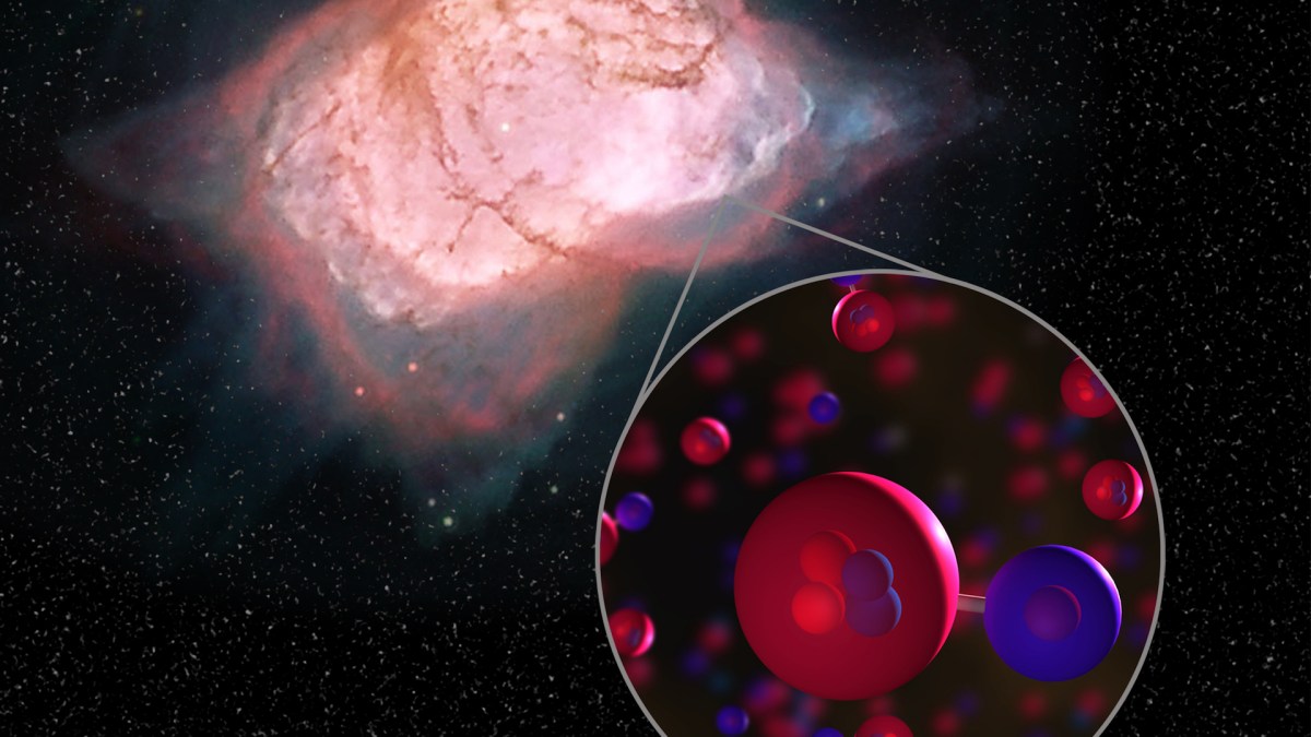 La première molécule formée dans l'univers. // Source : NASA/SOFIA/L. Proudfit/D.Rutter (photo recadrée) La première molécule formée dans l'univers. // Source : NASA/SOFIA/L. Proudfit/D.Rutter (photo recadrée)