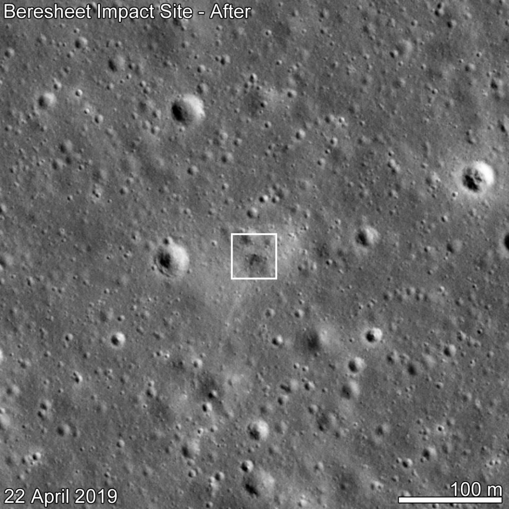 Le site d'impact de Beresheet. // Source : NASA/GSFC/Arizona State University Le site d'impact de Beresheet. // Source : NASA/GSFC/Arizona State University