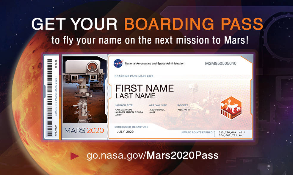 La carte d'embarquement associée à votre nom sur Mars. // Source : NASA/JPL-Caltech La carte d'embarquement associée à votre nom sur Mars. // Source : NASA/JPL-Caltech
