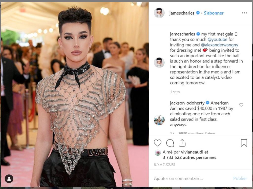 James Charles au gala du MET // Source : James Charles / Instagram