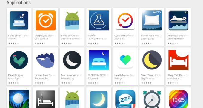 Sur les stores, de nombreuses applications veulent aider les possesseurs d'un smartphone à mieux dormir // Source : Capture d'écran Google Play Store Sur les stores, de nombreuses applications veulent aider les possesseurs d'un smartphone à mieux dormir // Source : Capture d'écran Google Play Store