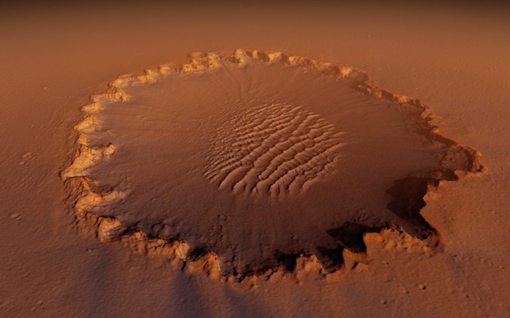 Le cratère Victoria sur Mars. // Source : Max Pixel/CC0 Domaine public (photo recadrée) Le cratère Victoria sur Mars. // Source : Max Pixel/CC0 Domaine public (photo recadrée)