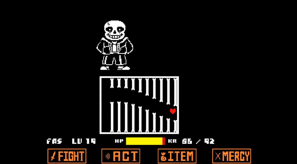 La version originale du combat contre Sans dans Undertale. // Source : Youtube/Merg La version originale du combat contre Sans dans Undertale. // Source : Youtube/Merg