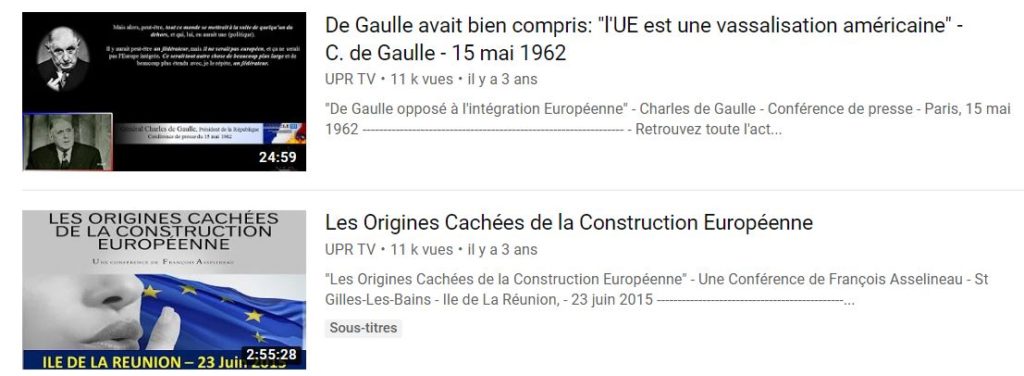 Des vidéos publiées sur la chaîne officielle de l'UPR. // Source : Capture d'écran YouTube / UPR TV Des vidéos publiées sur la chaîne officielle de l'UPR. // Source : Capture d'écran YouTube / UPR TV