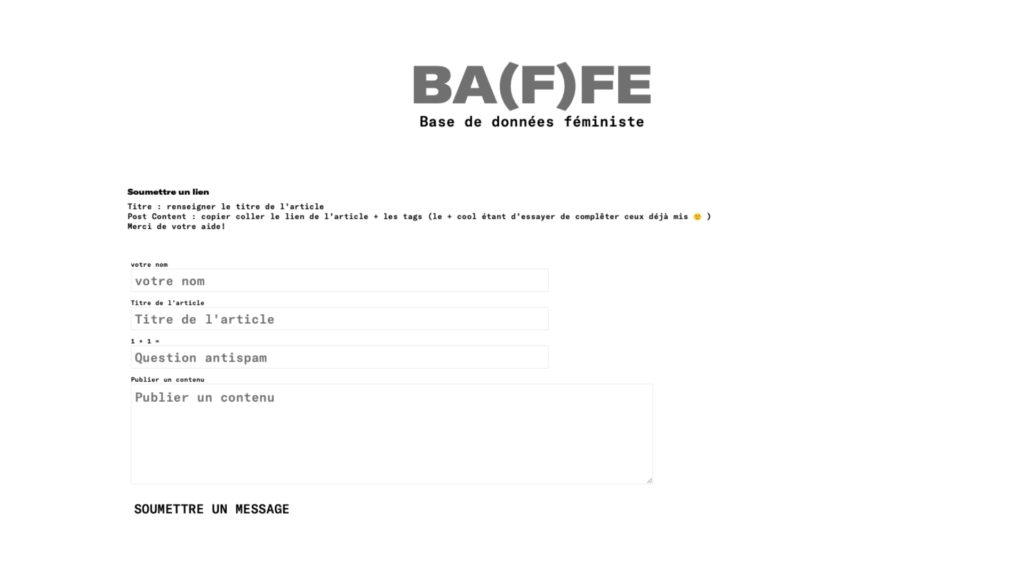 Le formulaire pour soumettre un lien. // Source : Capture d'écran Ba(f)fe