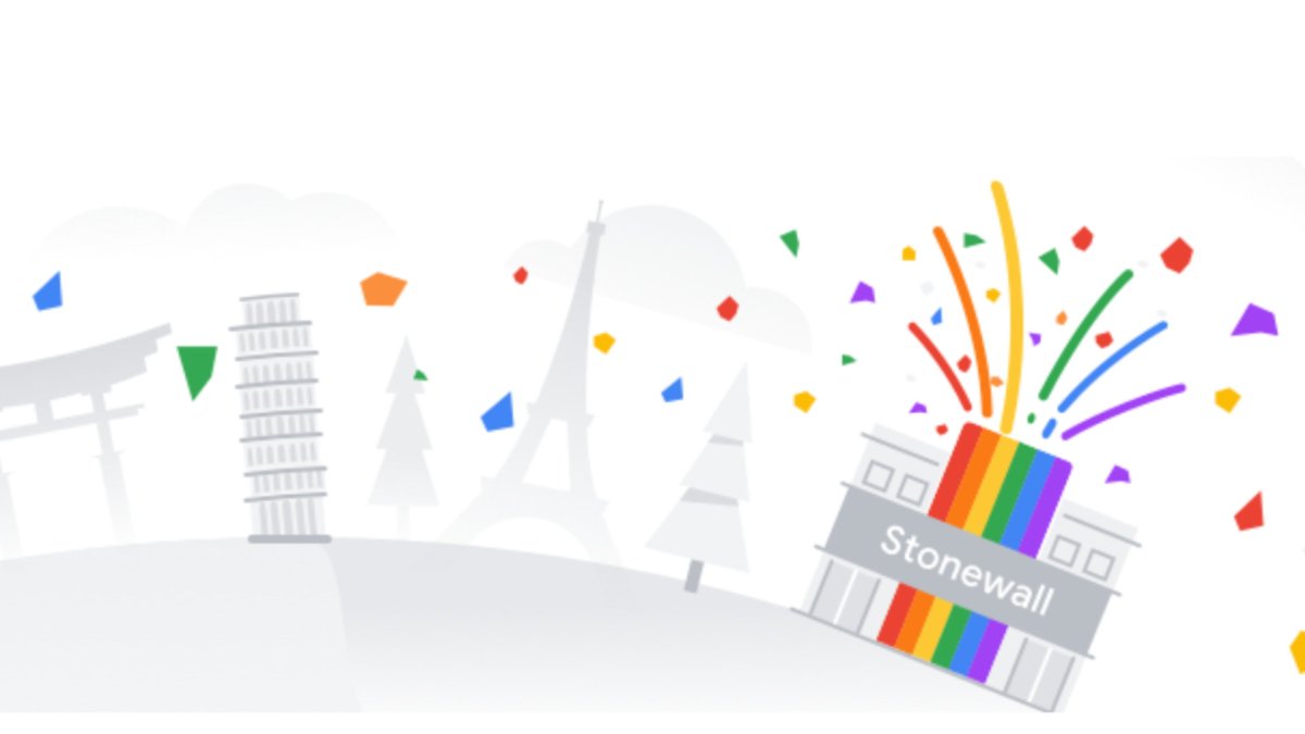 Un bout de la bannière pro-LGBT+ de Google Un bout de la bannière pro-LGBT+ de Google