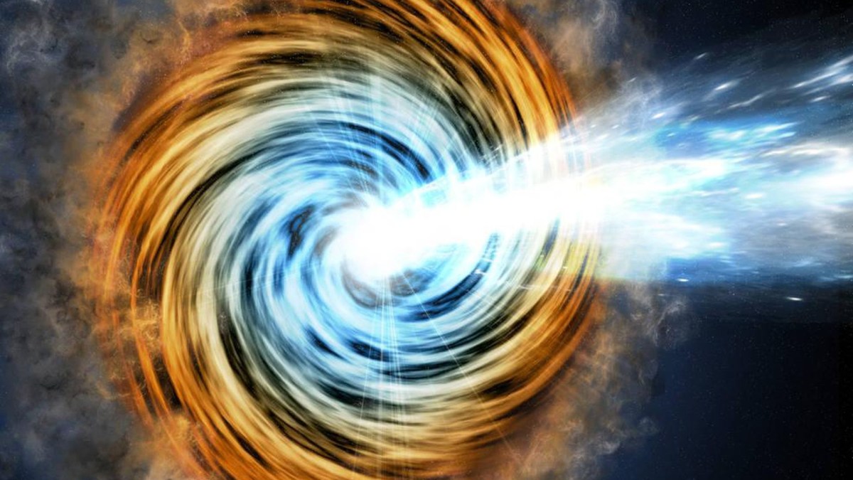 Un rayonnement émis par un trou noir. // Source : NASA/JPL-Caltech/GSFC (photo recadrée) Un rayonnement émis par un trou noir. // Source : NASA/JPL-Caltech/GSFC (photo recadrée)