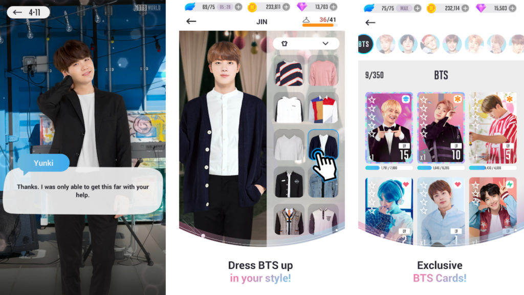 Extraits de l'application // Source : BTS World Extraits de l'application // Source : BTS World