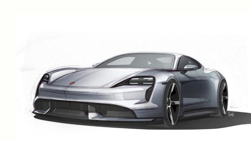 Croquis Porsche Taycan // Source : Porsche Croquis Porsche Taycan // Source : Porsche