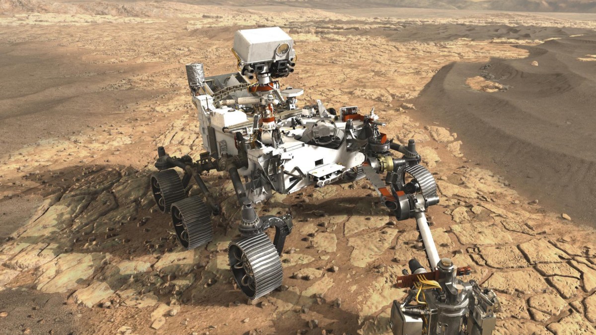 Le rover Mars 2020. // Source : Wikimedia/CC/NASA/JPL-Caltech (photo recadrée) Le rover Mars 2020. // Source : Wikimedia/CC/NASA/JPL-Caltech (photo recadrée)