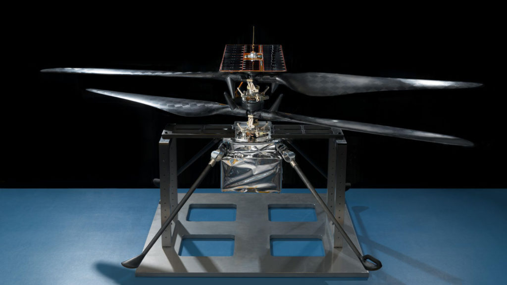 L'hélicoptère de la Nasa photographié en février dernier. // Source : NASA/JPL-Caltech (photo recadrée) L'hélicoptère de la Nasa photographié en février dernier. // Source : NASA/JPL-Caltech (photo recadrée)