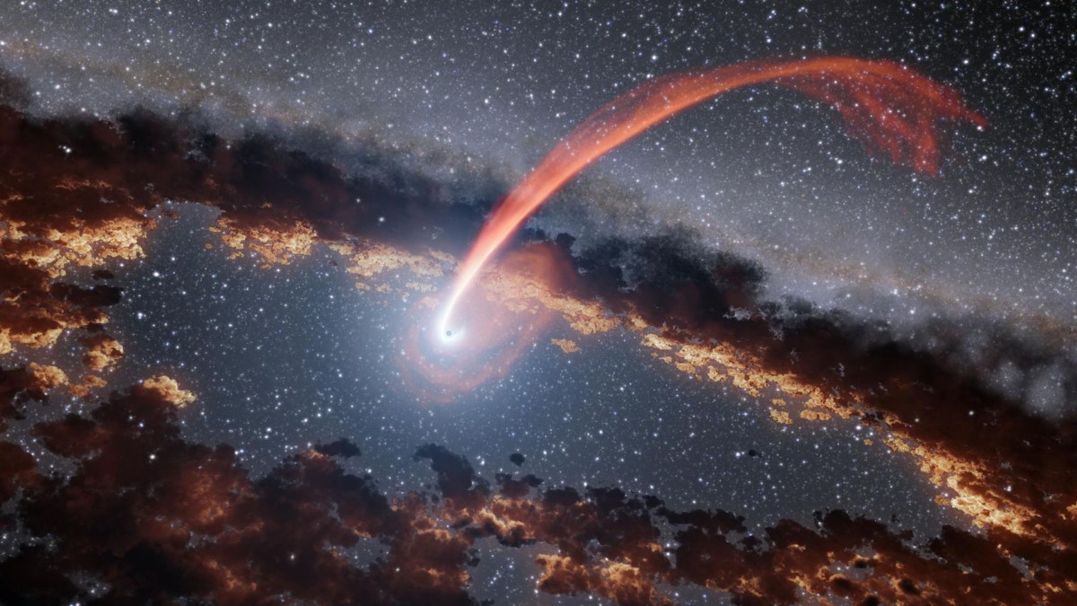 Une étoile dévorée par un trou noir. // Source : NASA/JPL-Caltech (photo recadrée) Une étoile dévorée par un trou noir. // Source : NASA/JPL-Caltech (photo recadrée)