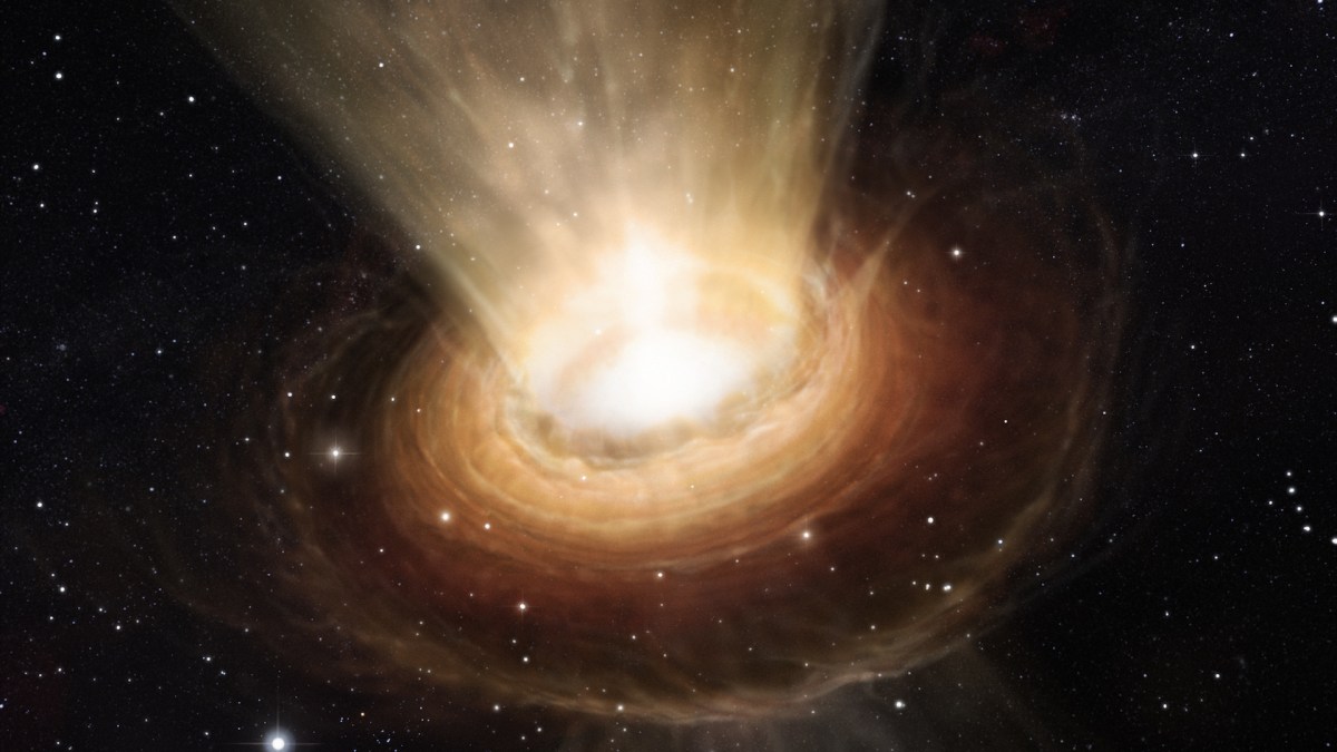 Une représentation du trou noir de la galaxie NGC 3783. // Source : Flickr/CC/ESO/M. Kornmesser (photo recadrée) Une représentation du trou noir de la galaxie NGC 3783. // Source : Flickr/CC/ESO/M. Kornmesser (photo recadrée)