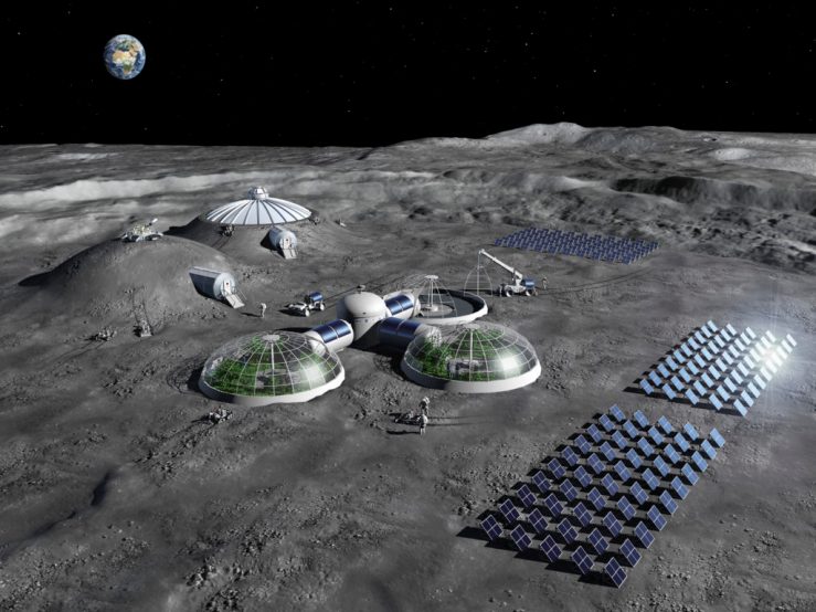Vue d'artiste d'une base lunaire. // Source : ESA - P. Carril Vue d'artiste d'une base lunaire. // Source : ESA - P. Carril
