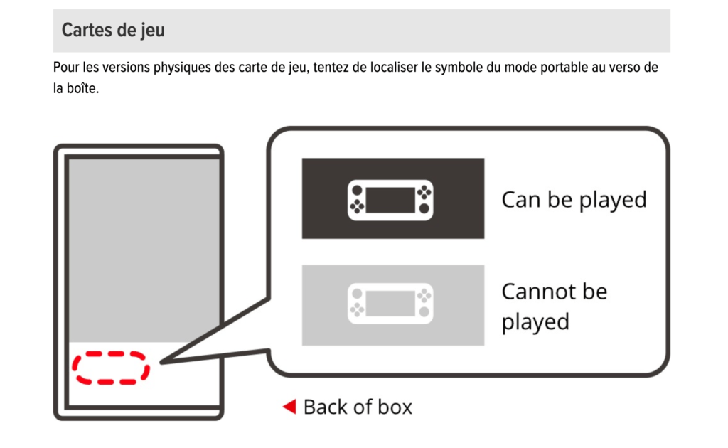 "Comment savoir si un jeu est compatible avec le mode portable ?" // Source : nintendo.fr