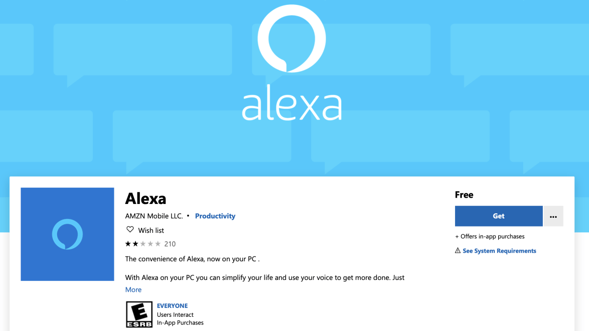 Alexa sur Windows // Source : Microsoft Alexa sur Windows // Source : Microsoft